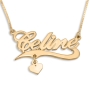 24K Gold-Plated Customizable Name Necklace with Heart Charm  - 1
