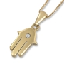 14K Gold Hamsa Necklace with Diamond Eye - 2