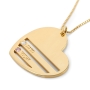 Gold Plated English / Hebrew up to Four Kids' Names Heart Mom Necklace with Birthstones - 3