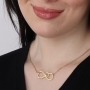 Customizable Infinity Necklace With Heart Design (Hebrew / English) - 3
