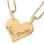24K Gold Plated Silver Name Necklace in English - Breakable Heart - 2