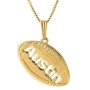 Hebrew Name Necklace - Gold Plated Laser-Cut Football Single Name English / Hebrew Name Necklace - 3