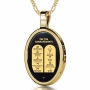 The Ten Commandments: 14K Gold and Onyx Necklace Micro-Inscribed with 24K Gold - 1