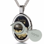 Jerusalem of Gold: Sterling Silver and Onyx Necklace Micro-Inscribed with 24K Gold - 3