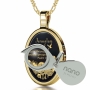 Jerusalem of Gold 24K Gold Plated and Onyx Necklace Micro-Inscribed with 24K Gold  - 3