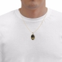 Jerusalem of Gold: 14K Gold and Onyx Necklace Micro-Inscribed with 24K Gold - 5