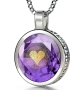 Sterling Silver and Large Cubic Zirconia Necklace Micro-Inscribed with 24K Gold Heart and "I Love You" in 120 Languages - 8
