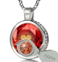 Sterling Silver and Large Cubic Zirconia Necklace Micro-Inscribed with 24K Gold Heart and "I Love You" in 120 Languages - 7