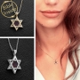 Star of David Necklace with Micro-Inscribed Bible Chip - Silver or 14K Gold - 3