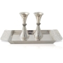 Nadav Art Textured Sterling Silver Wine Glass Candlesticks and Tray - 1
