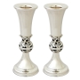 Nadav Art Sterling Silver Wine Glass Candlesticks with Ornament - 1