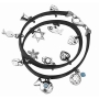  Silver Plated Black Leather Bracelet - Jewish Symbols - 1