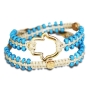 String and Hamsa Bracelet with Turquoise Stones - 1