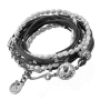  Leather & Pearl Multiple Bracelet with Swarovski Diamond. Variety of Colors - 2