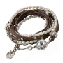 Leather & Pearl Multiple Bracelet with Swarovski Diamond. Variety of Colors - 1