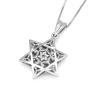 Ornate Domed Star of David 14K White Gold Pendant Necklace - 2