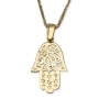 Chic 14K Yellow Gold Hamsa Pendant Necklace With Ornate Design - 4