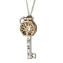 Sterling Silver Key Kabbalah Necklace with Gold Tree of Life and Diamond Stone (Five Metals) - 1