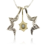 Silver and Gold Star of David and Jonathan Necklace with Gemstone - 3
