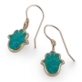 Adina Plastelina 24K Gold Plated Silver Hamsa Earrings – Turquoise  - 1