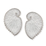 Adina Plastelina Silver Pearl Embossed Shell Earrings  - 1