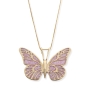 Adina Plastelina 24K Gold Plated Silver Large Butterfly Necklace - Rose Quartz  - 2