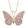Adina Plastelina 24K Gold Plated Silver Large Butterfly Necklace - Rose Quartz  - 1
