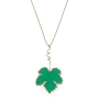 Adina Plastelina 24K Gold Plated Sterling Silver Geffen Leaf Necklace - Translucent Jade - 2