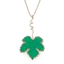Adina Plastelina 24K Gold Plated Sterling Silver Geffen Leaf Necklace - Translucent Jade - 1