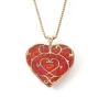 Adina Plastelina Filigree Gold Plated Silver Heart Necklace - Variety of Colors - 5