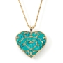Adina Plastelina Filigree Gold Plated Silver Heart Necklace - Variety of Colors - 2