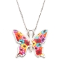 Adina Plastelina Silver Small Butterfly Necklace - Variety of Colors - 1