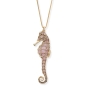 Adina Plastelina 24K Gold Plated Silver Seahorse Necklace - Rose Quartz   - 1