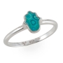 Adina Plastelina Silver Hamsa Ring – Turquoise  - 1
