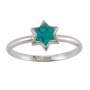 Adina Plastelina Silver Star of David Ring – Turquoise  - 1