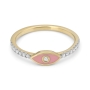 Diamond-Accented Evil Eye 14K Yellow Gold Ring (Pink Enamel) - 3