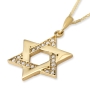 Exquisite 14K Yellow Gold and Cubic Zirconia Interlocking Star of David Pendant Necklace - 4
