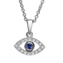 18K Gold Evil Eye Pendant Necklace With Diamond Accent - 7
