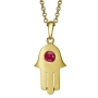 Yaniv Fine Jewelry 18K Gold Hamsa Pendant with Ruby Stone (Choice of Colors) - 1