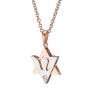 18K Gold Unisex Star of David & Dove of Peace Diamond Pendant (Choice of Color) - 9