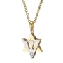 18K Gold Unisex Star of David & Dove of Peace Diamond Pendant (Choice of Color) - 2