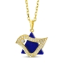 18K Gold Star of David & Dove of Peace Diamond Pendant with Lapis Stone - 5