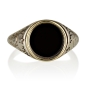 Sterling Silver Goshen Ani Ledodi Ring with Gold-Edged Onyx Stone (Five Metals) - Song of Songs 6:3 - 3