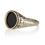 Sterling Silver Goshen Ani Ledodi Ring with Gold-Edged Onyx Stone (Five Metals) - Song of Songs 6:3 - 5