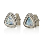 Sterling Silver and Roman Glass Triangular Cufflinks - 1