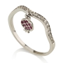 14K White Gold Pomegranate Ring with Diamonds and Rubies - 1