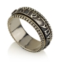  Deluxe Spinning Beaded 14K Yellow Gold and Silver Shema Yisrael Ring - 2