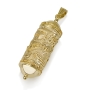 14K Yellow Gold Mezuzah Pendant with Engraved Jerusalem Relief  - 1