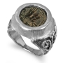Sterling Silver King Agrippa Coin Swirls Ring - 2