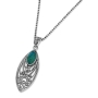 Sterling Silver Eye Shape Necklace with Eilat Stone - 2